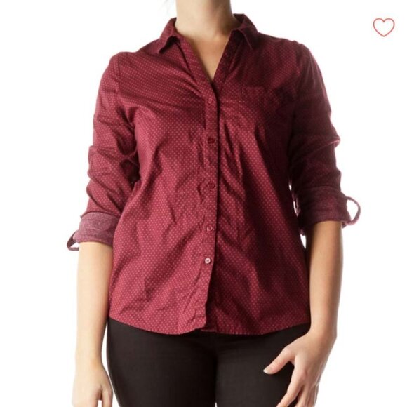 The Limited Burgundy Polka-Dot 100% Cotton Shirt - Picture 1 of 3